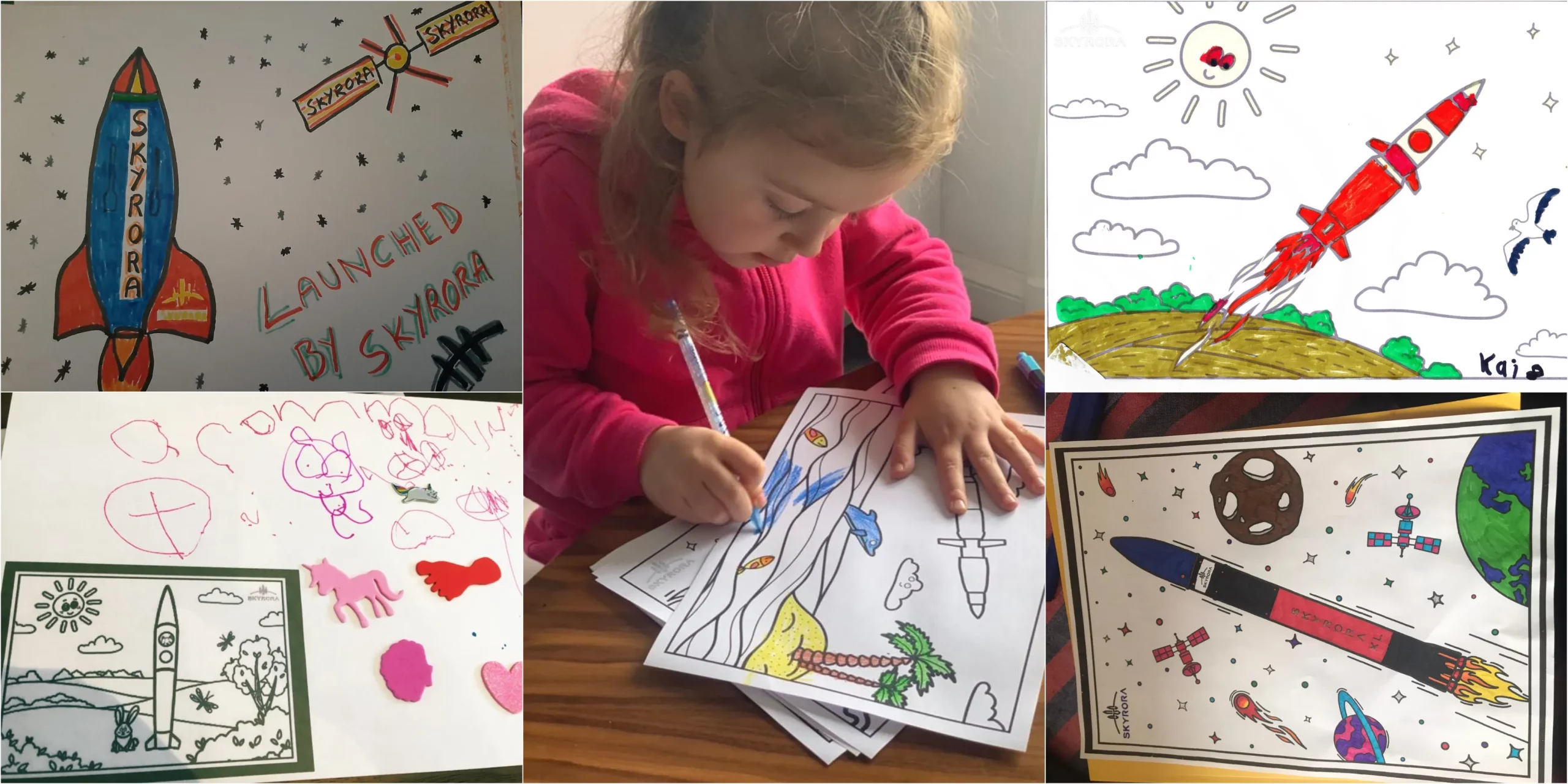 Space-themed colouring in