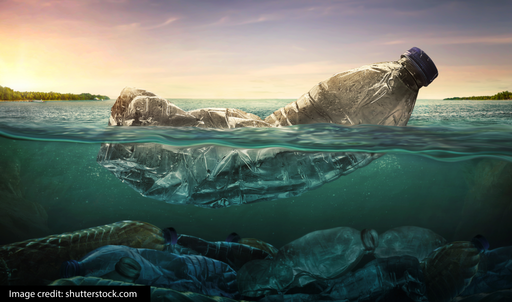 Plastic bottle in the ocean